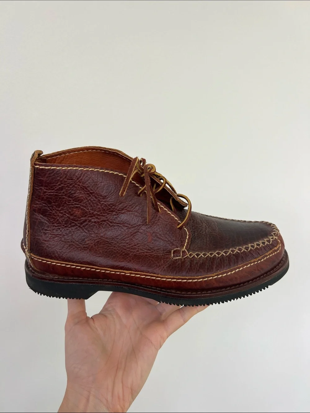 Chippewa red brown leather oxblood burgundy moc toe chukka boots shoes 7.5 2E
